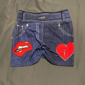 Evyfit Activewear fake jean lips shorts with butt scrunch
